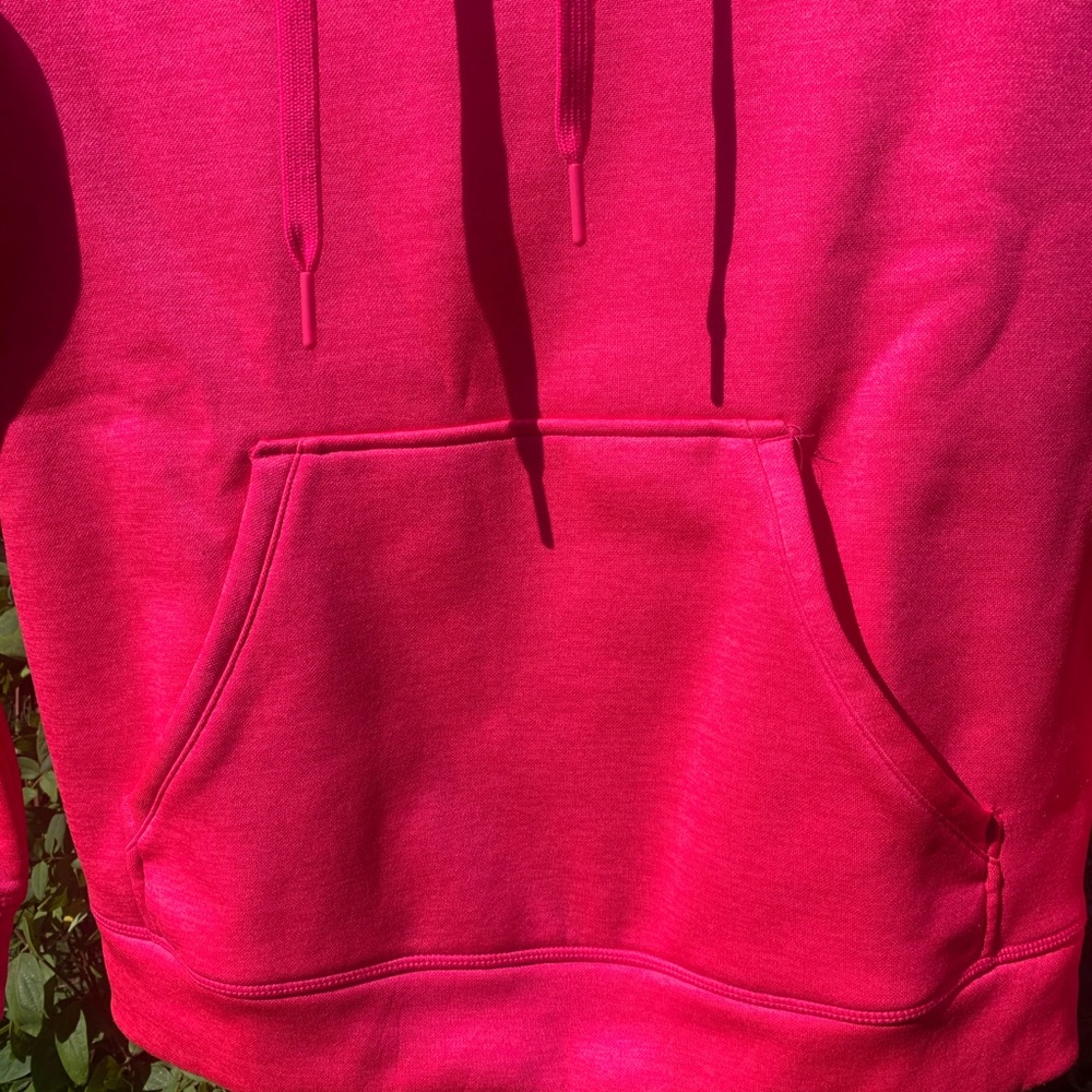 WOMENS SMALL PINK HOODED ADIDAS 2 POCKET THUMB LOOPS PULLOVER SWEATSHIRT - Picture 2 of 7